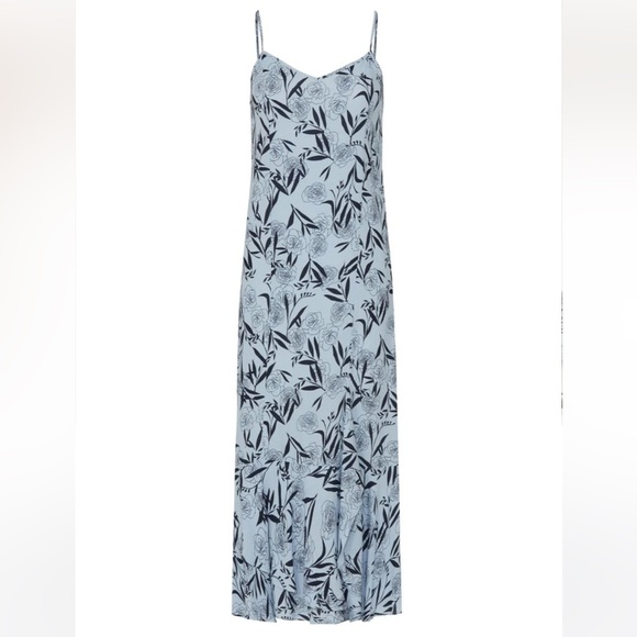 Thakoon Collective Leaf A-Line Midi Dress Floral Blue Womens Size 4 Rose Print - Picture 5 of 9